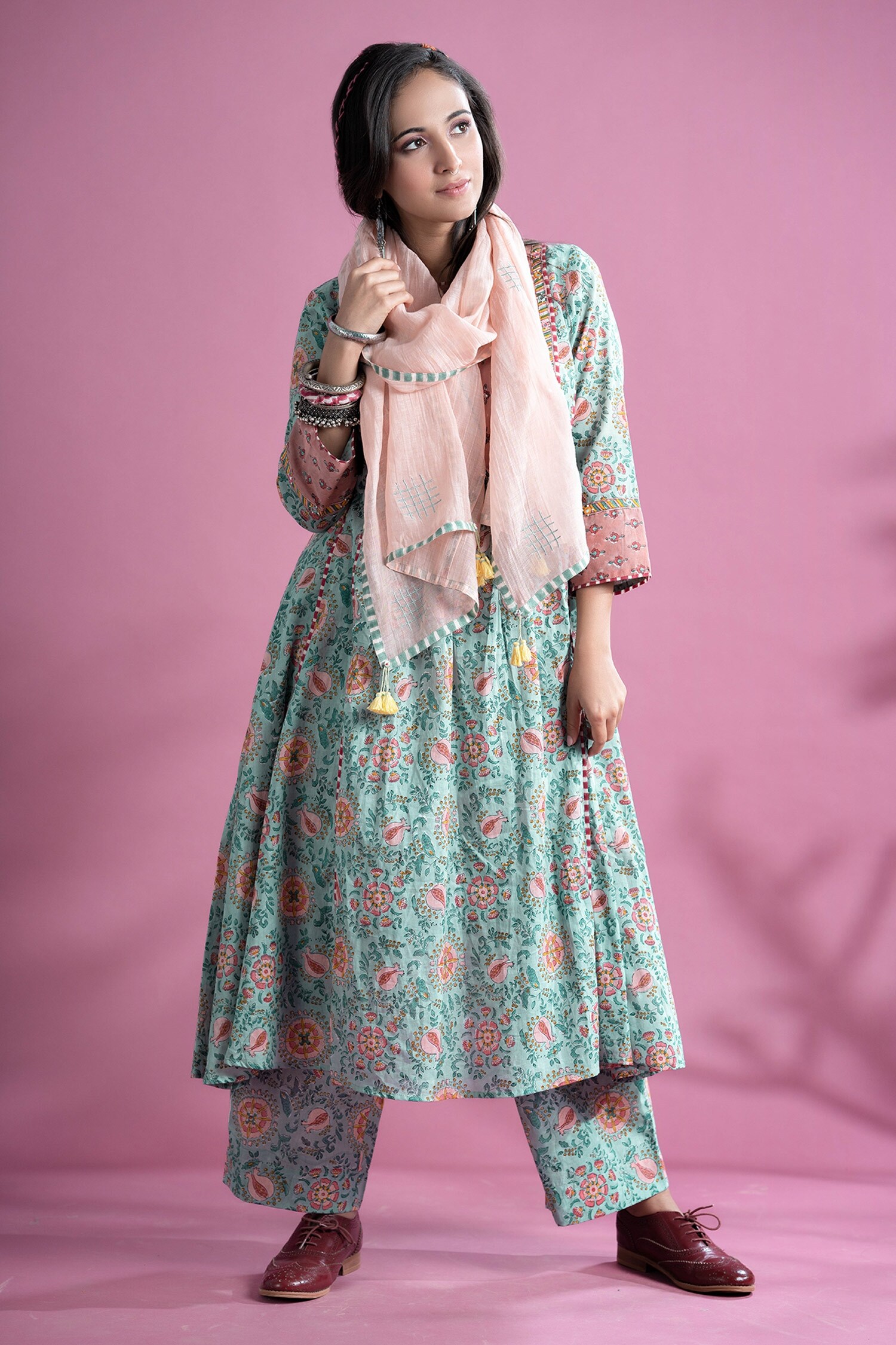 Buy Pants and Pajamas Serena Chanderi Mull Stole Online | Aza Fashions