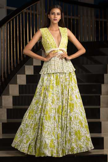 Silk Printed Peplum Jacket main image 1