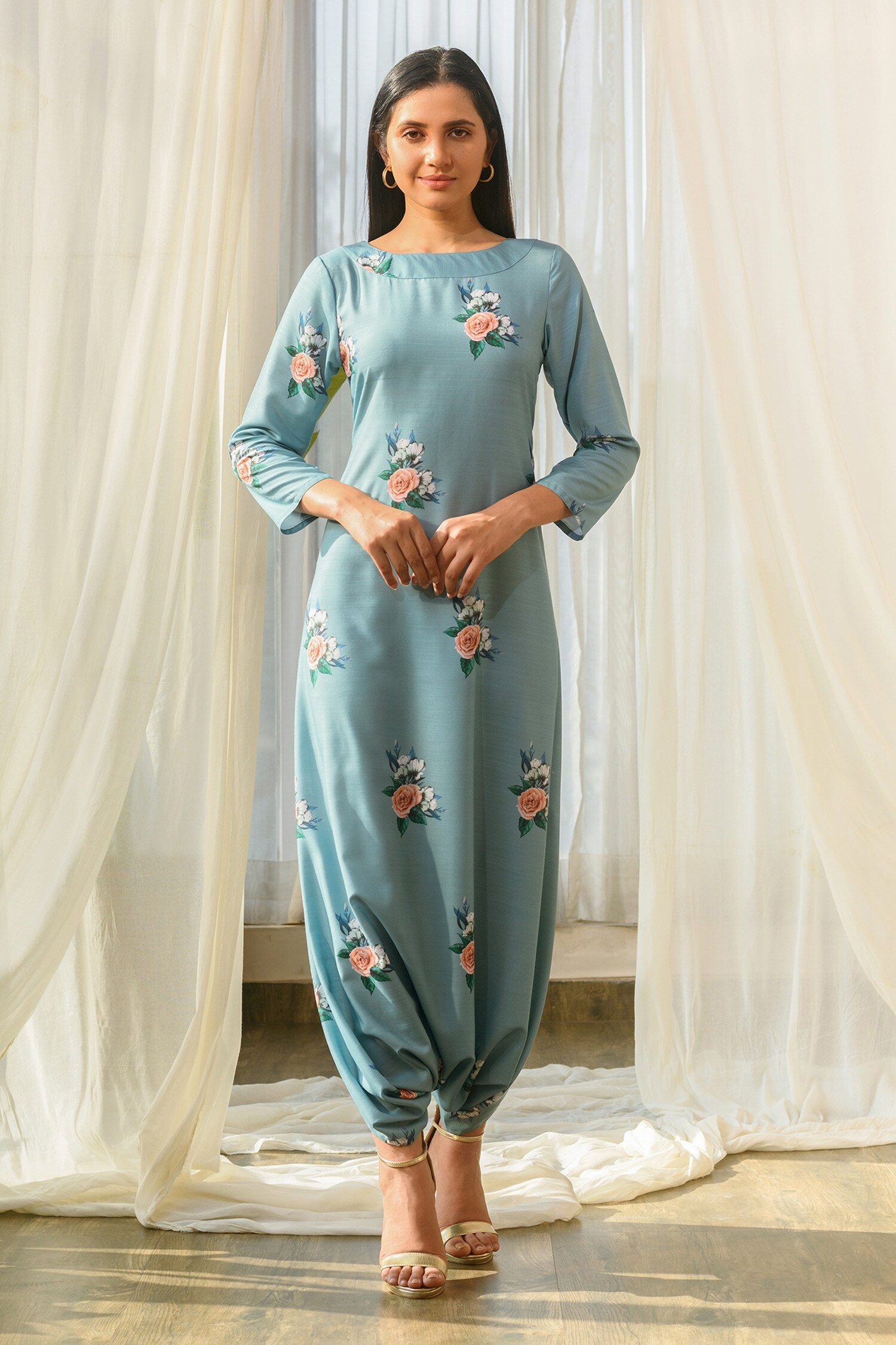 Buy Pasha India Green Linen Floral Print Jumpsuit Online Aza Fashions