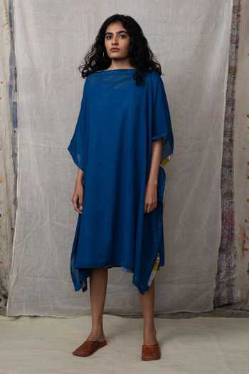 Blue Songket Plain Kaftan