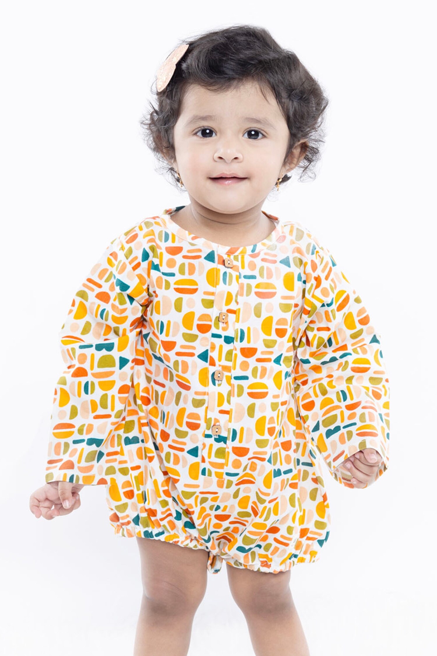 Buy Multi Color Organic Cotton Printed Macaroni Onesie For Girls By