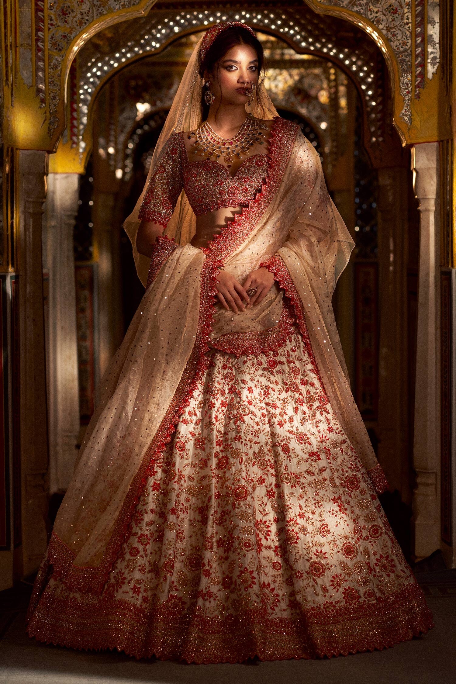 Wedding Wear Semi-Stitched Indian Ethnic Designer Velvet Heavy Embroidered Bridal  Red Lehenga at Rs 17800 in Indore
