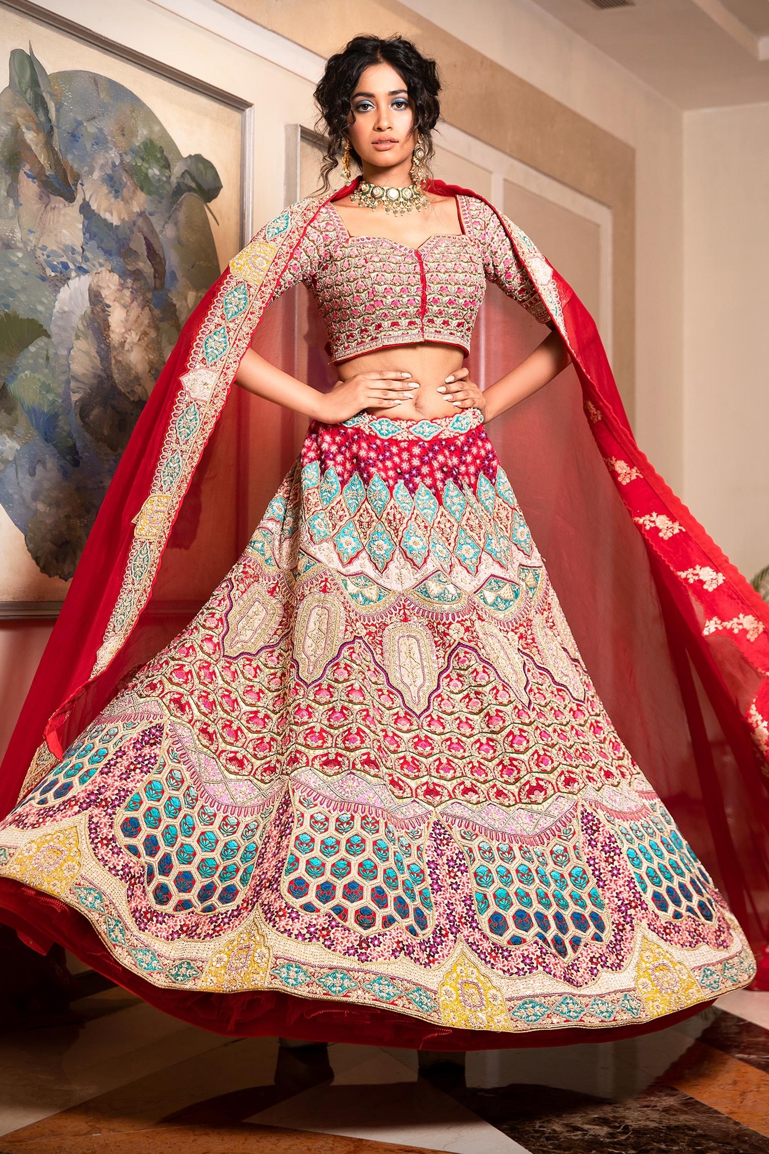 Coconut & Rose Gold Embroidered Lehenga Set | Arpita Mehta – KYNAH