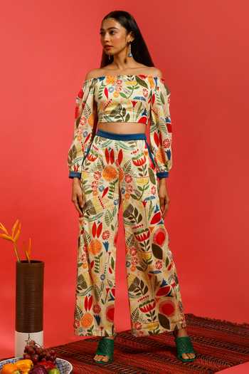 Ziya Stripes Chanderi Cotton with Gold Zari Top main image 0