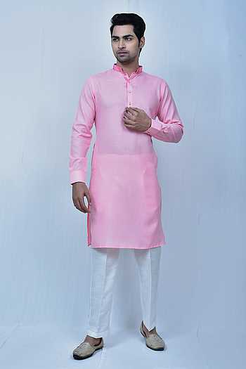 Pink Rayon Half Sleeves Cowl Kurta With Front Placket & Madarin Collar