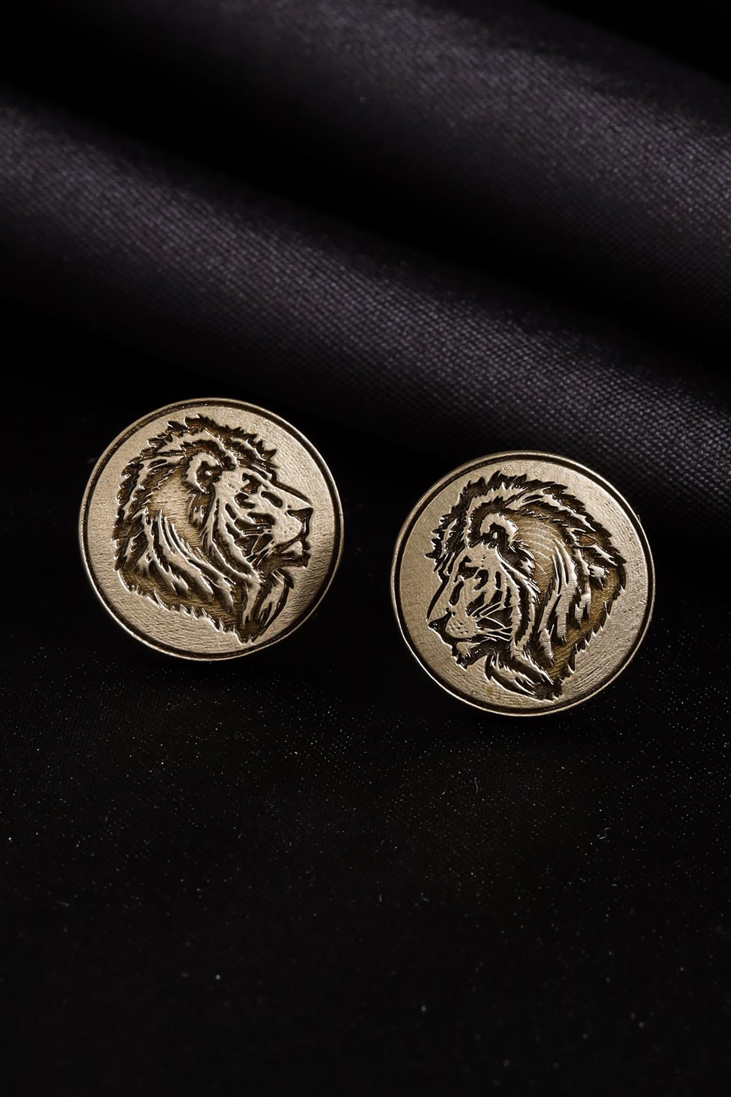 Cosa Nostraa Gold Lion Carved Brass Cufflinks