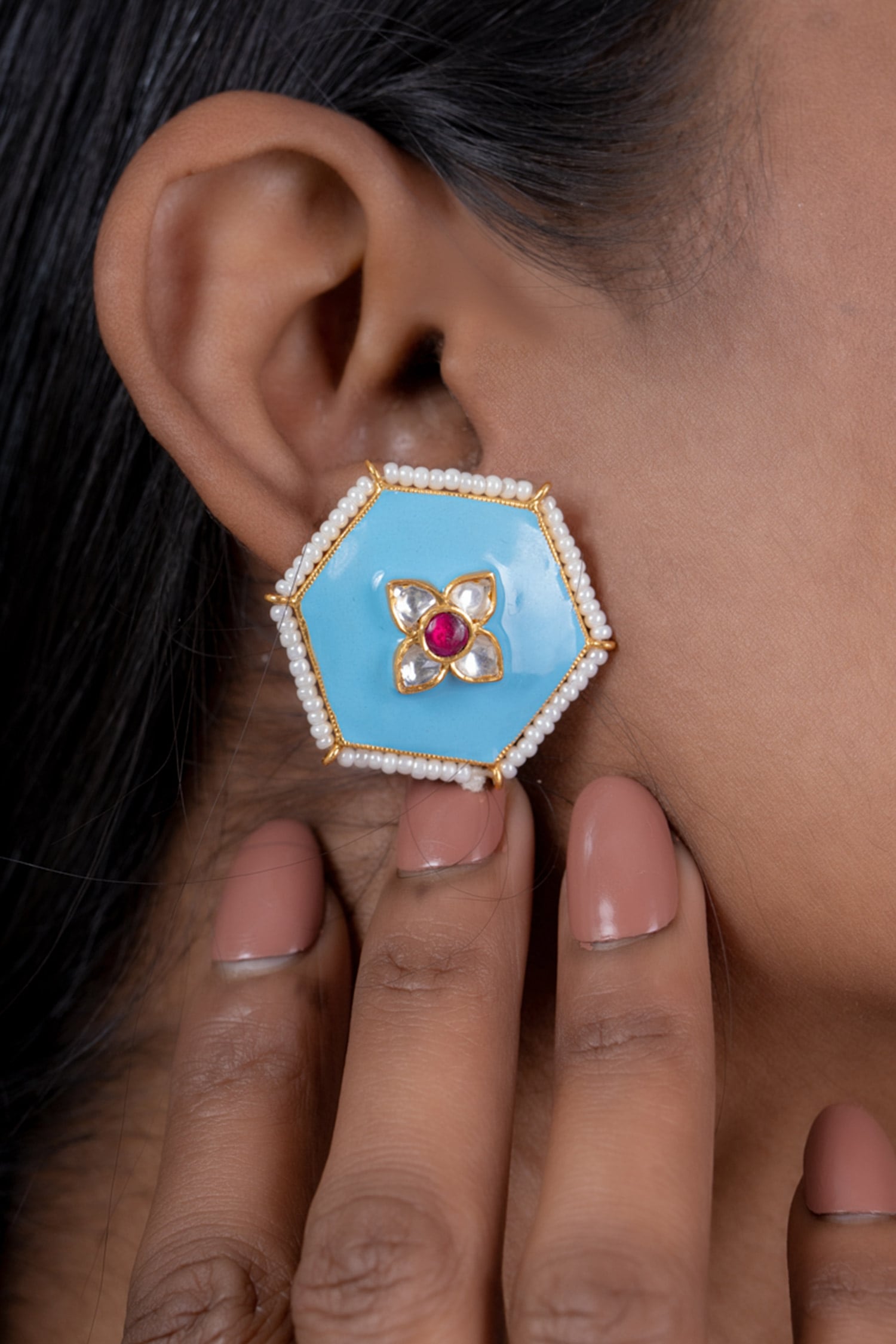 Buy Osvag India Hexagon Shaped Earrings Online Aza Fashions