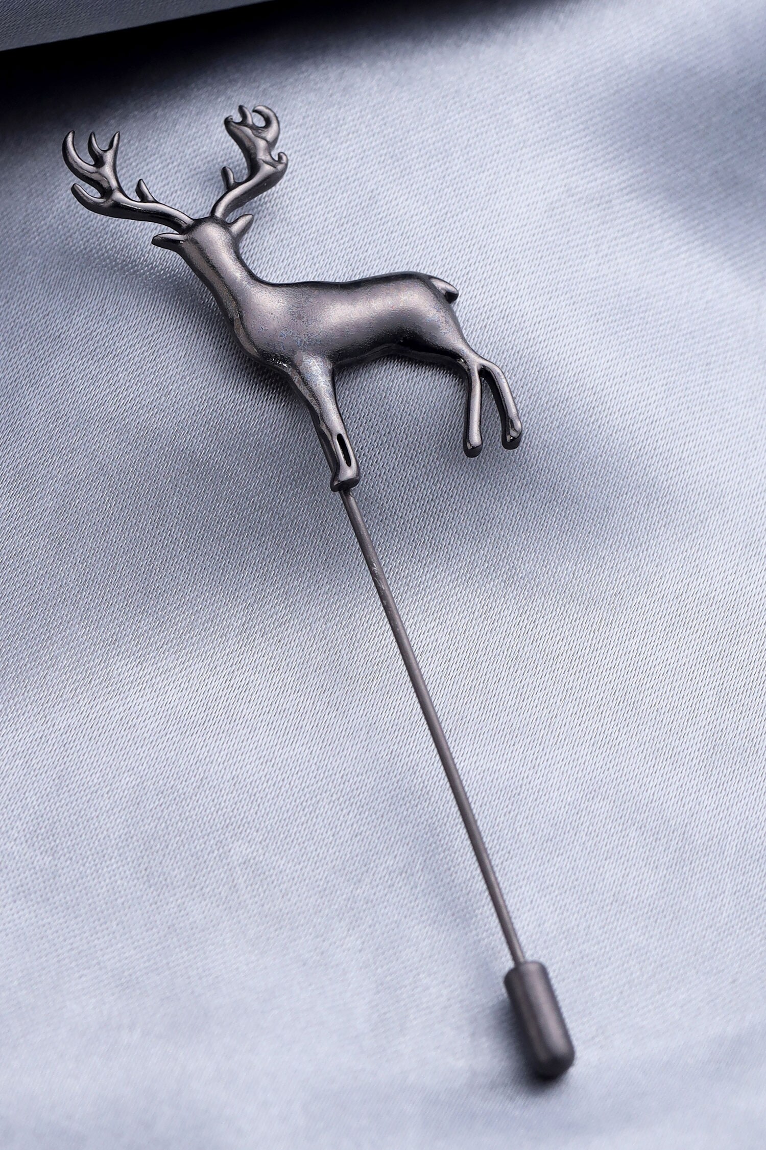 Cosa Nostraa Black Daring Deer Carved Lapel Pin