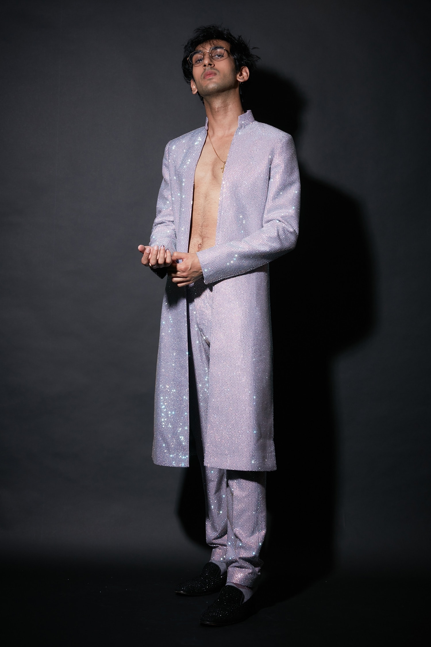 Itrh Blue Embellishment Crystal Umberto Sherwani Pant Set For Men