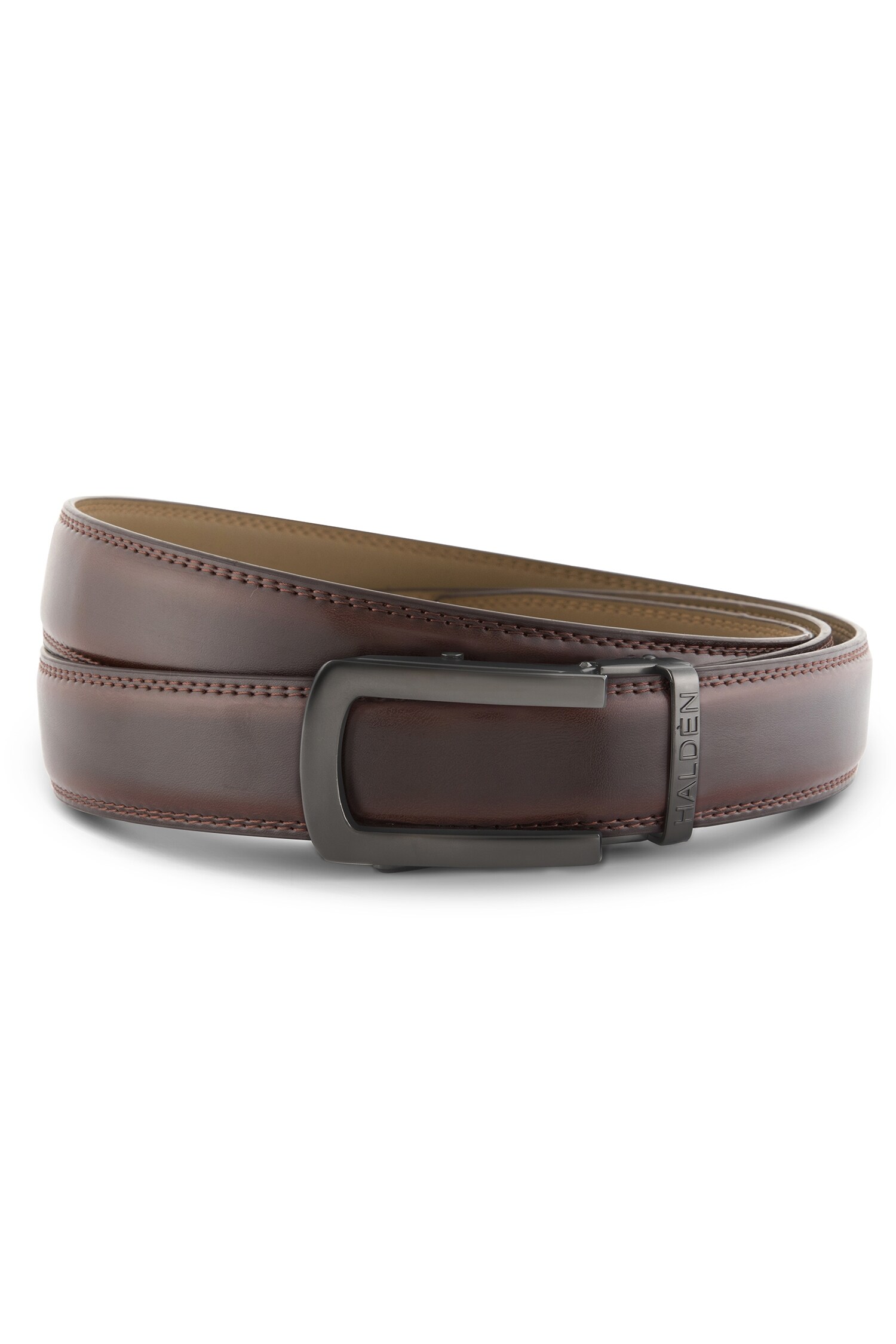 HALDÈN Brown Leather Matte Buckle Belt