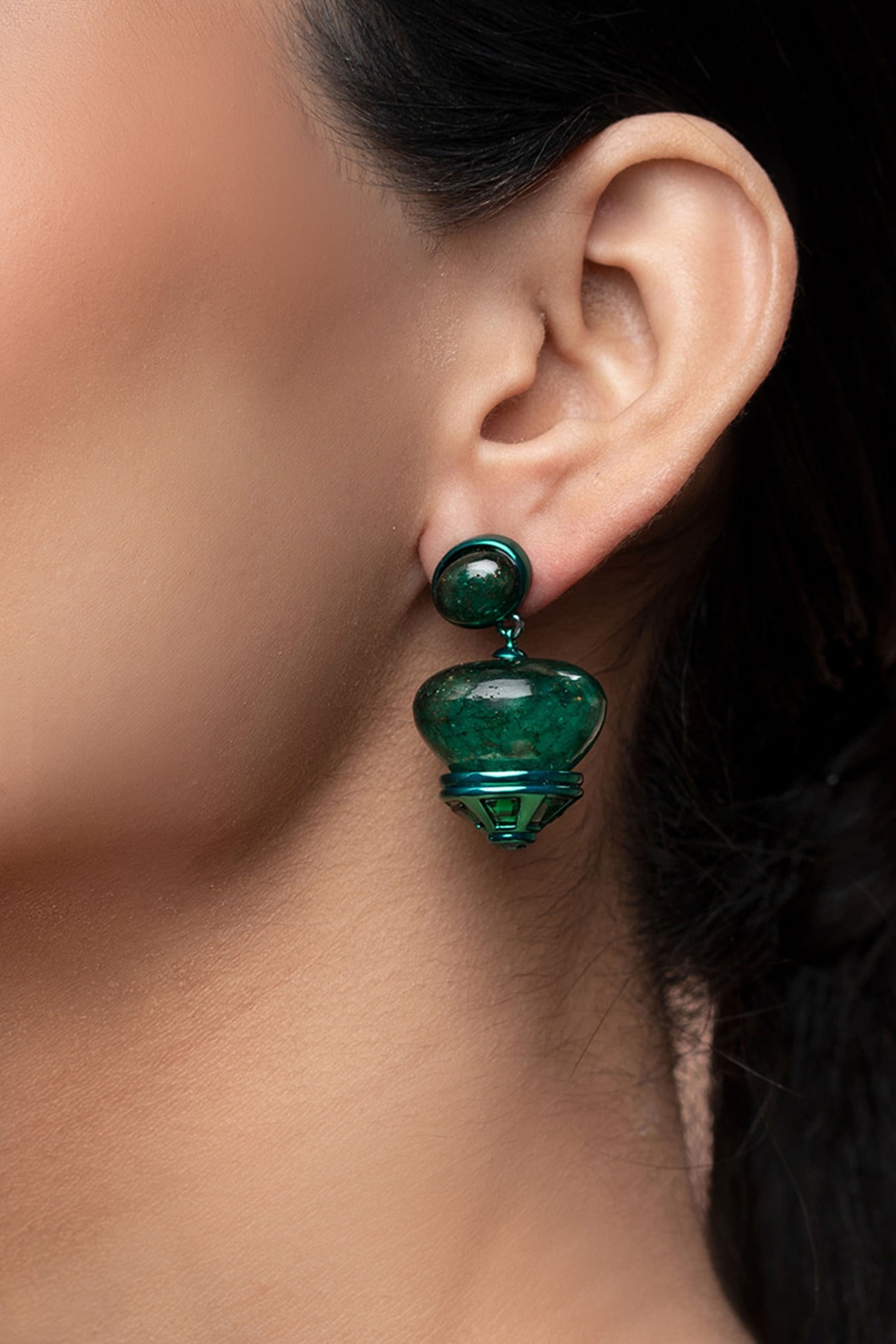 Buy Green Quartz Sultana Libra Earrings by Isharya Online at Aza Fashions.