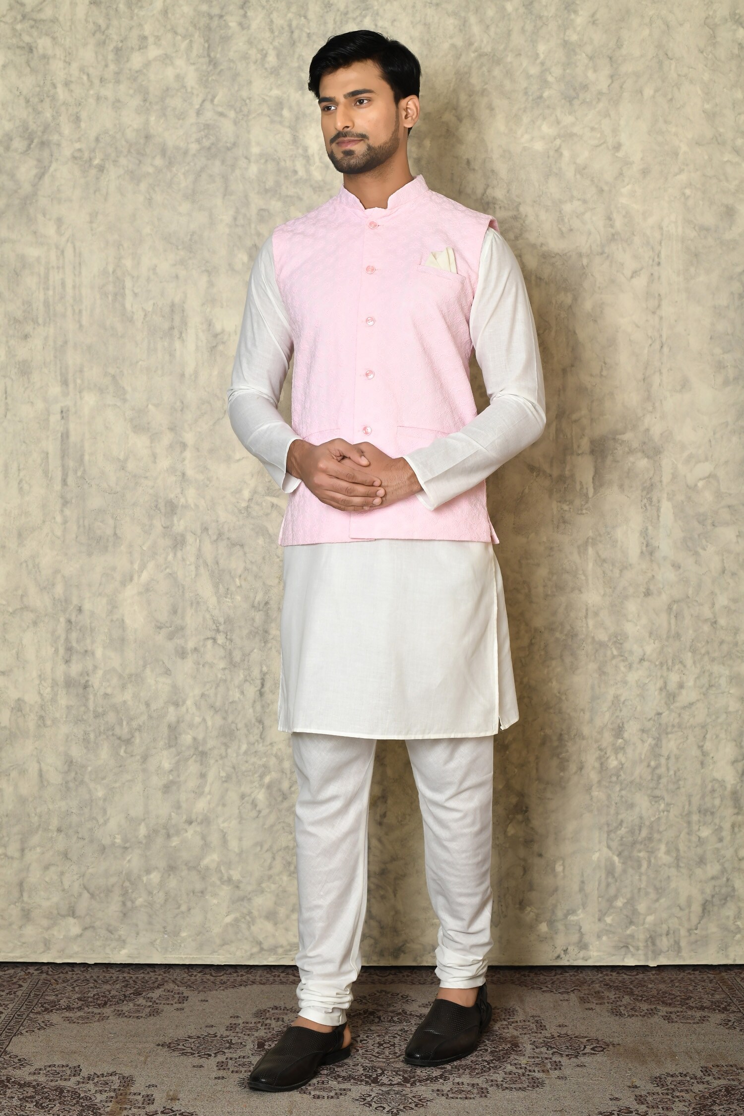 Pink white kurta cheap pajama