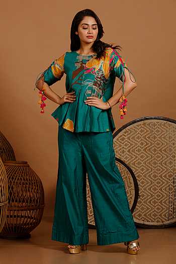 Sky Blue Color Musline Top [T.L 36 ] And Pant [ P.H 40 ] With Crushed Tissue Dupatta