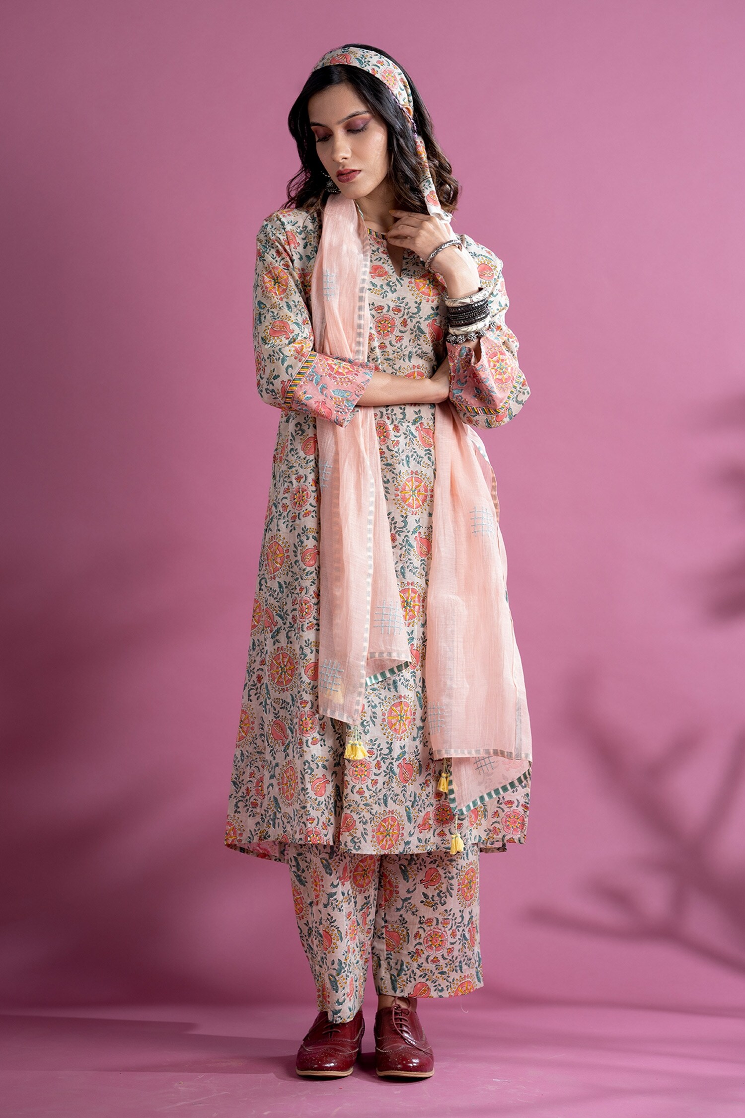 Buy Pants and Pajamas Sierra Chanderi Mull Stole Online | Aza Fashions