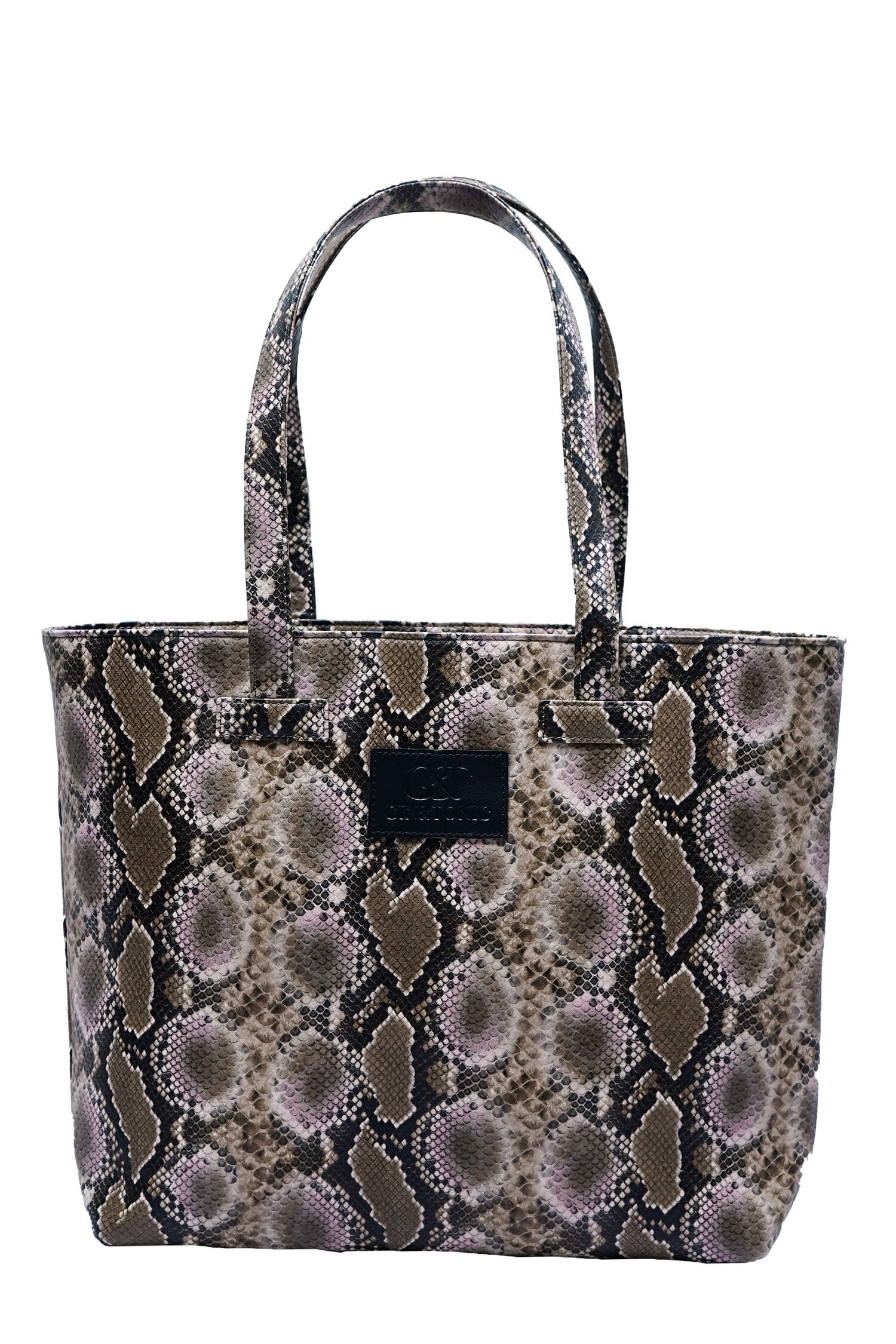 Buy Black Printed Vegan Leather Snake Tote Bag by Gin Tonic