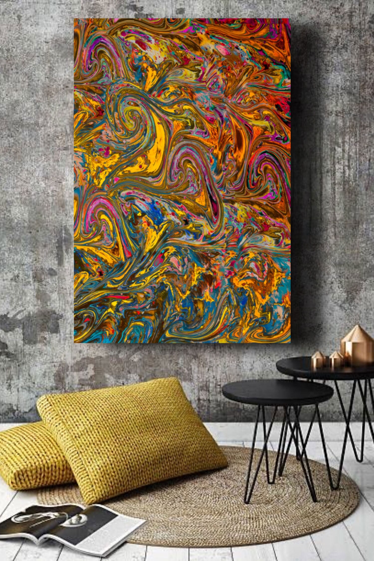 Buy Raffinee Wave Pattern Digital Print Wall Art Online Aza Fashions