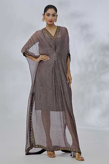 Chevron Sequin V Neck Kaftan