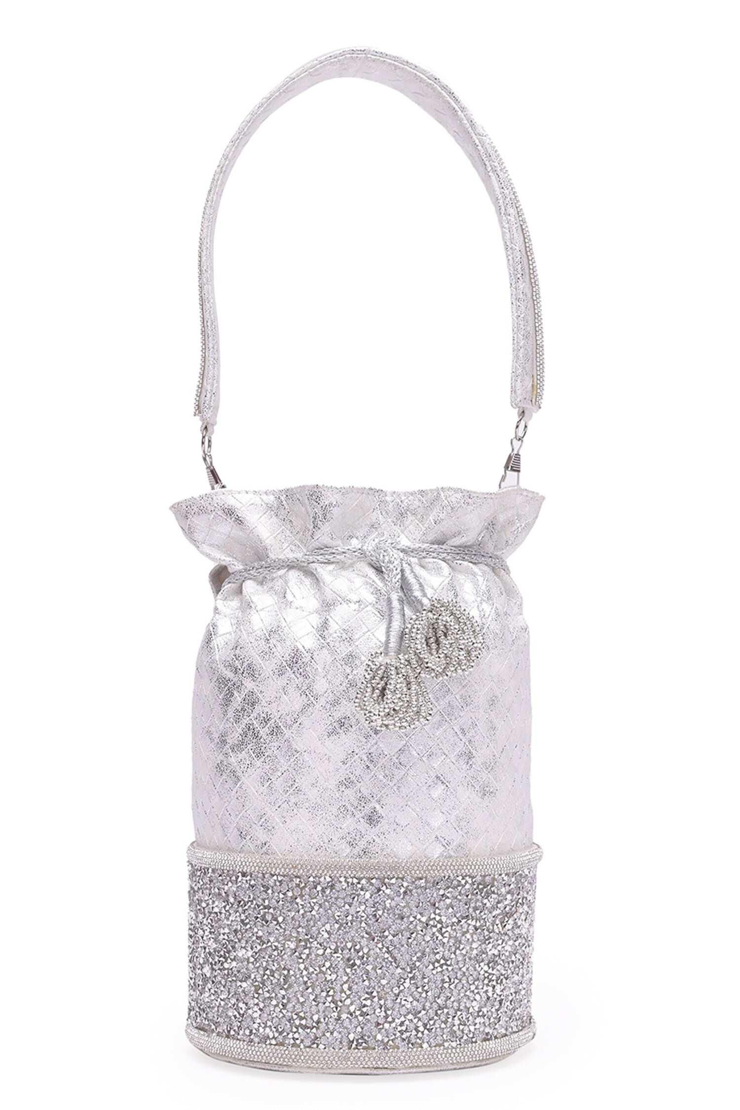 Buy Silver Embellished Crystal Potli By 5Elements Online At Aza Fashions 