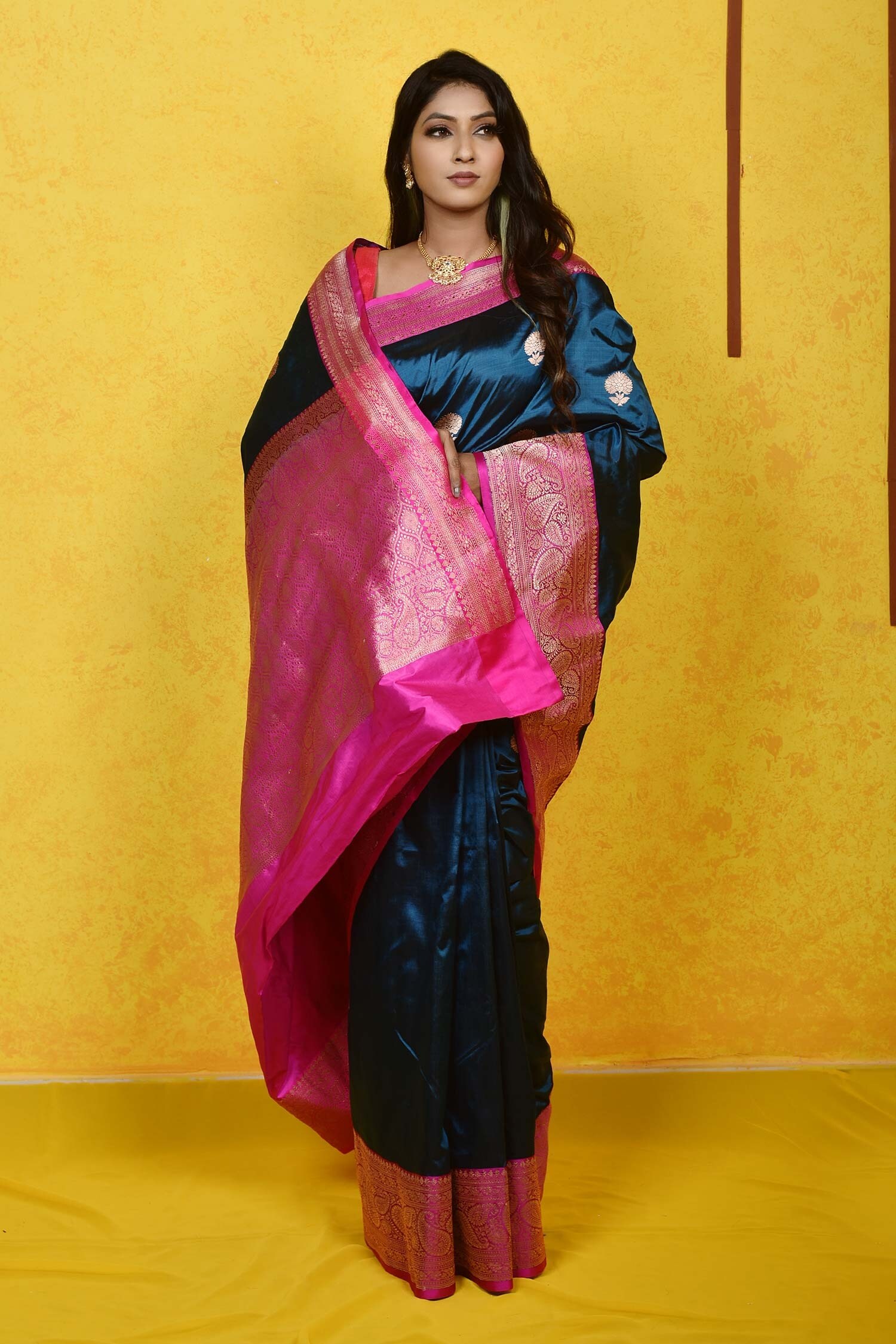 Buy Blue Katan Silk Kadhwa Weave Floral Handwoven Zari Pattern Saree ...