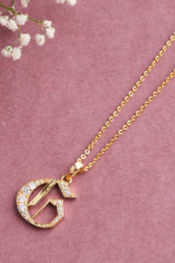 Buy Gold Plated Embellished G Roman Initial Pendant Necklace By buy-gold-plated-embellished-g-roman-initial-pendant-necklace-by