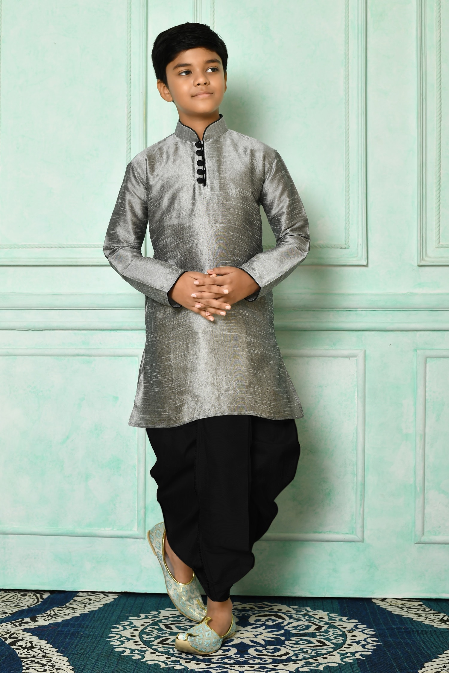 Patterned Kurta & Dhoti Set 