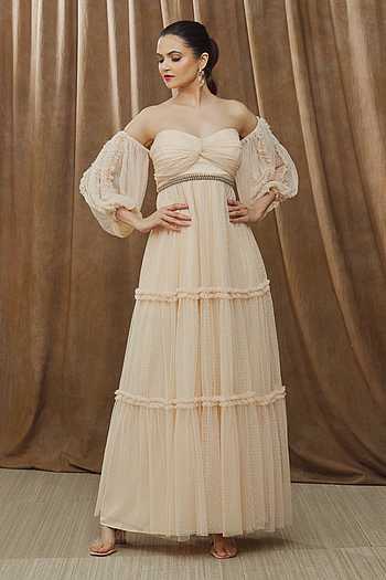SDRESS Off Shoulder Maternity Gown - Chiffon Photography Dress With Train For Pregnancy