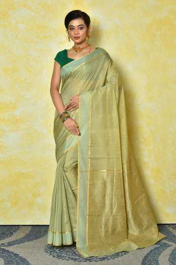 Mangalagiri Chanderi Silk Saree with Bright Checkered pattern and Zari Pallu