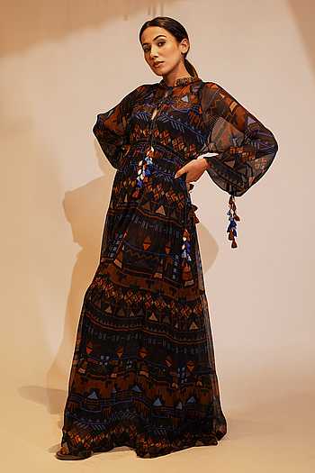 Blue Tribal Aztec Eagles Dress