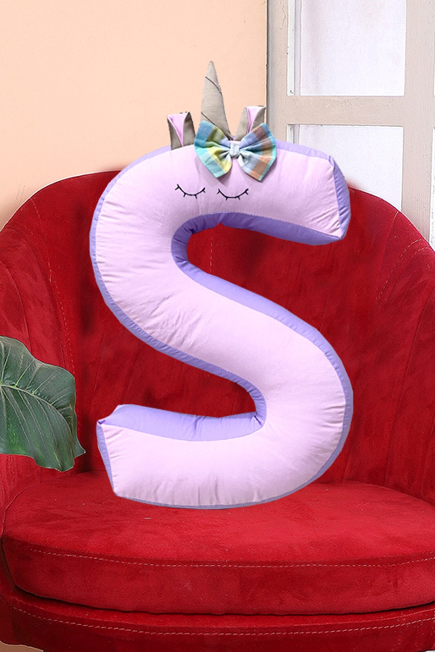 Buy Pink Cotton S Alphabet Shape Cushion by My Gift Booth Online at Aza