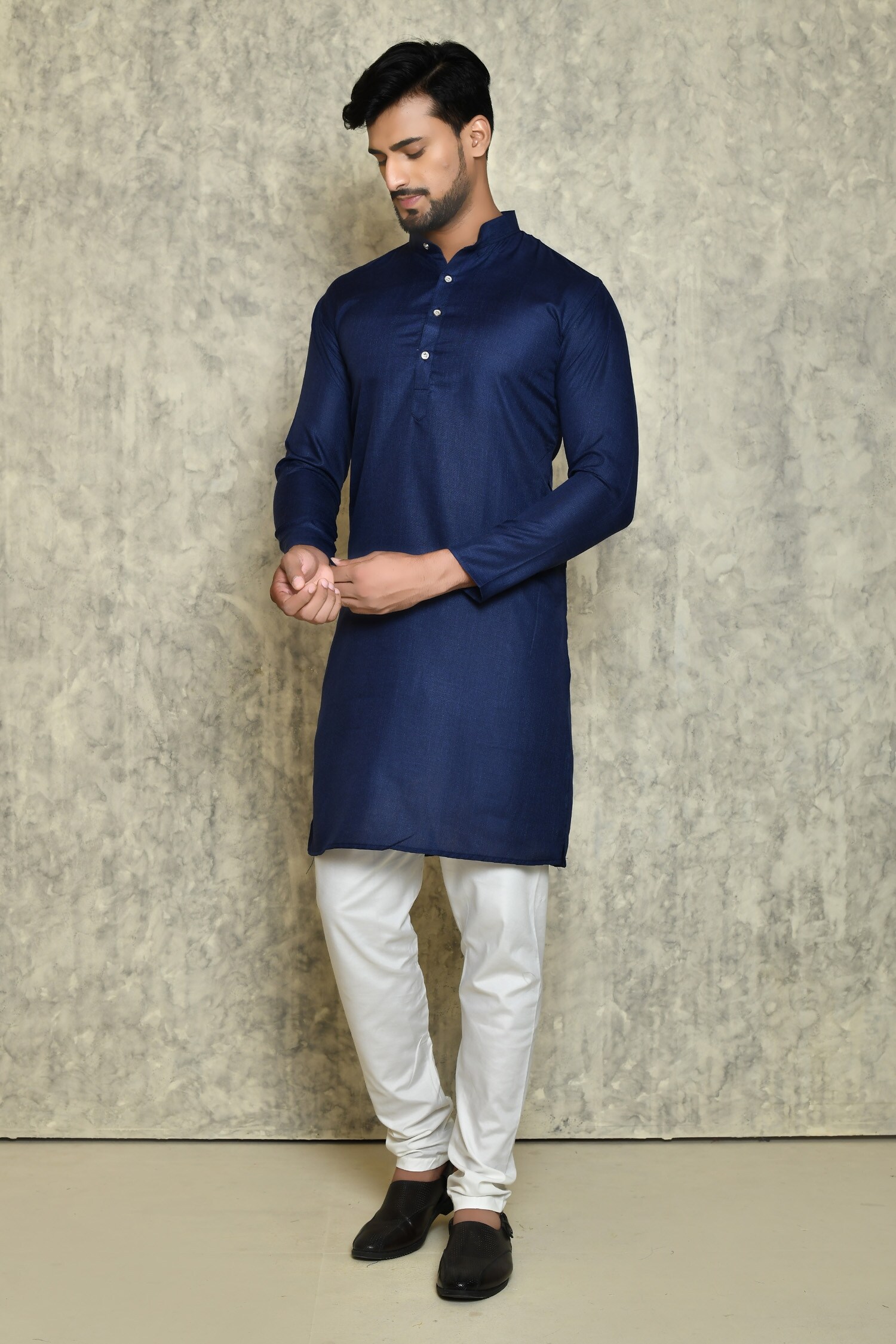 Buy Naintara Bajaj Blue Solid Full Sleeves Kurta Set Online Aza Fashions