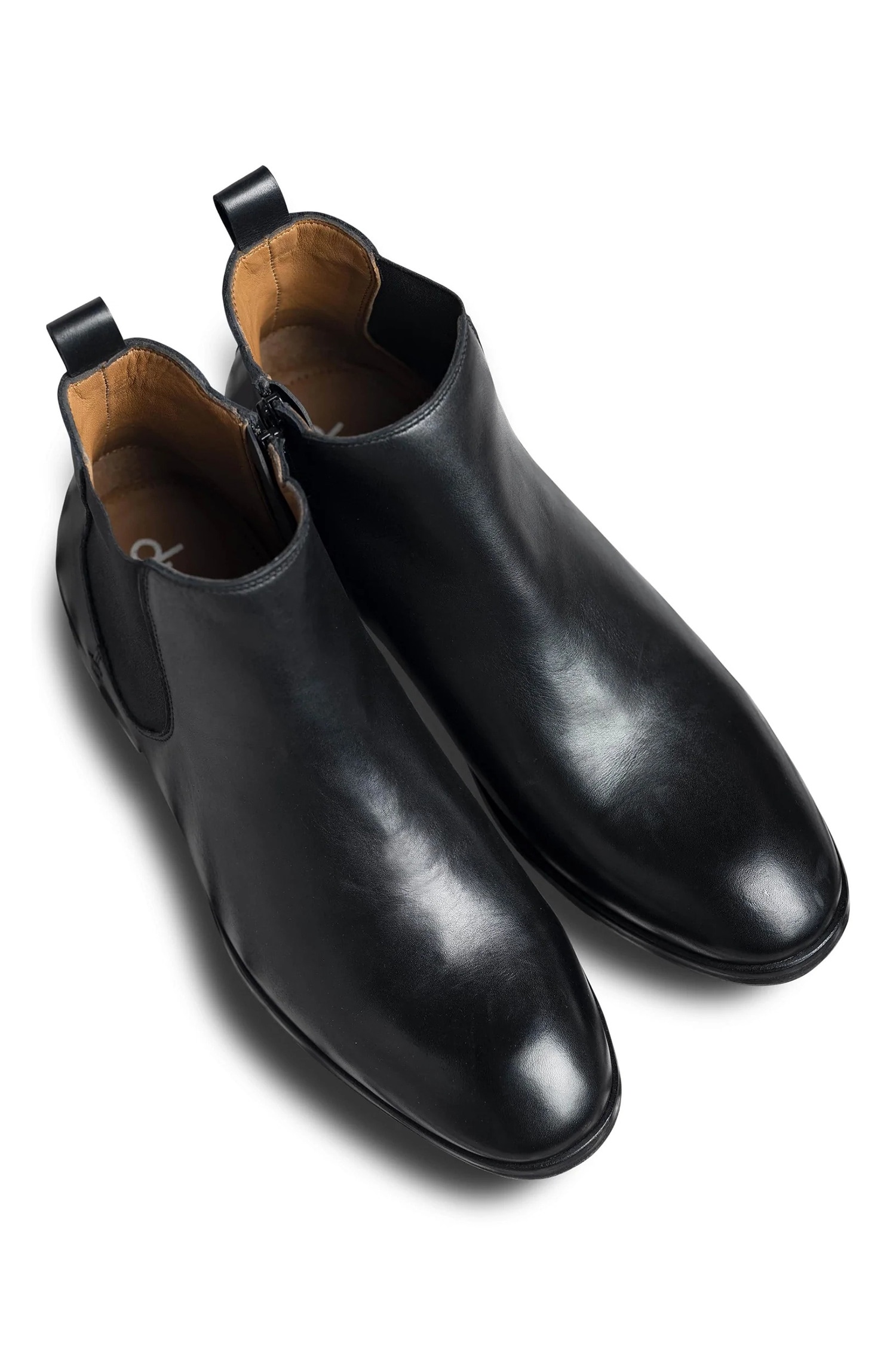 Dmodot Black Leather Sprazzo Nera Chelsea Boots