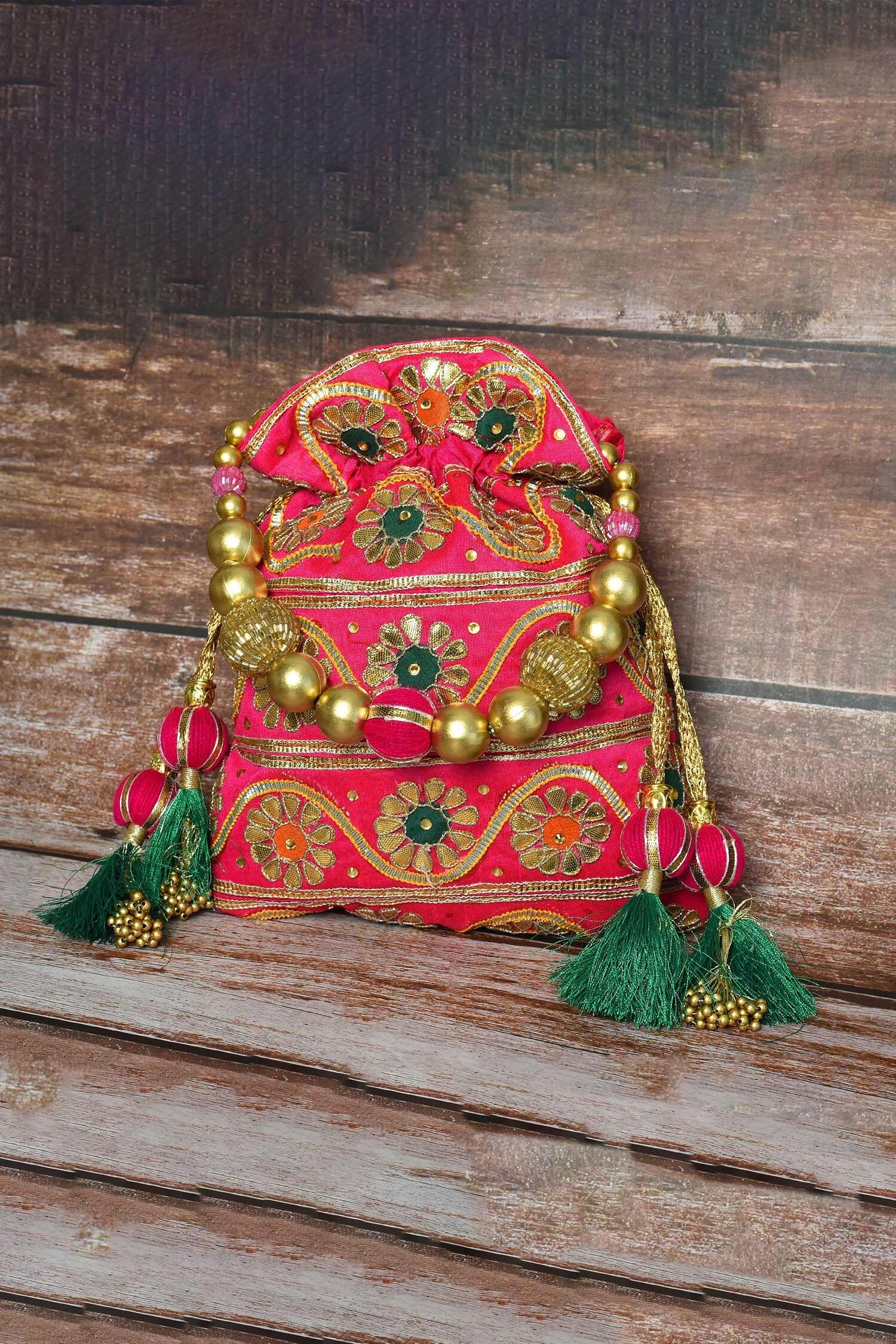 Buy Nayaab by Aleezeh Gota Embroidered Potli Bag Online | Aza Fashions