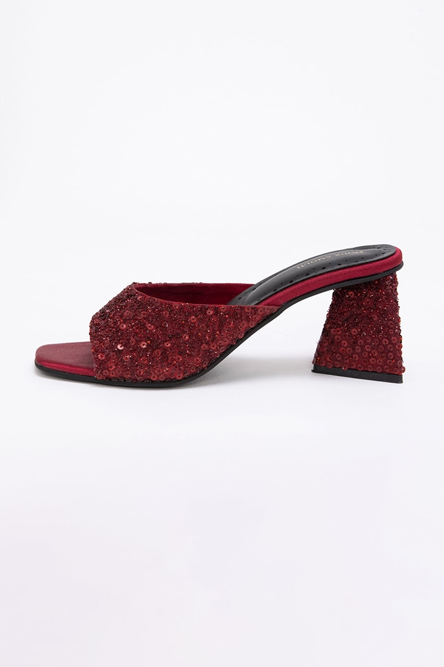 Doux Amour Red Valencia Nebula Embellished Flare Heels