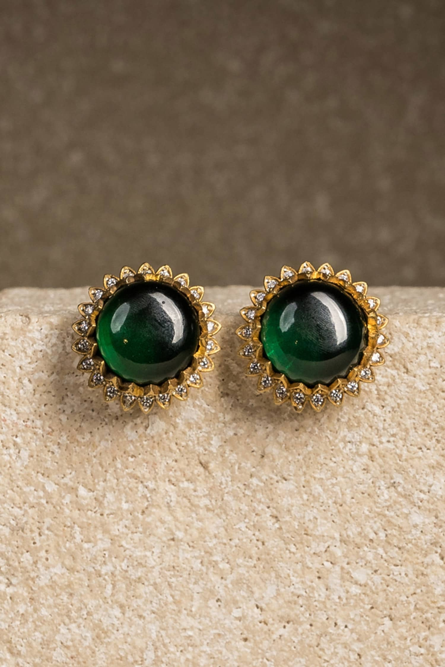 Raw Emerald Earrings Set in 925 Sterling Silver Studs - Lea Spirit