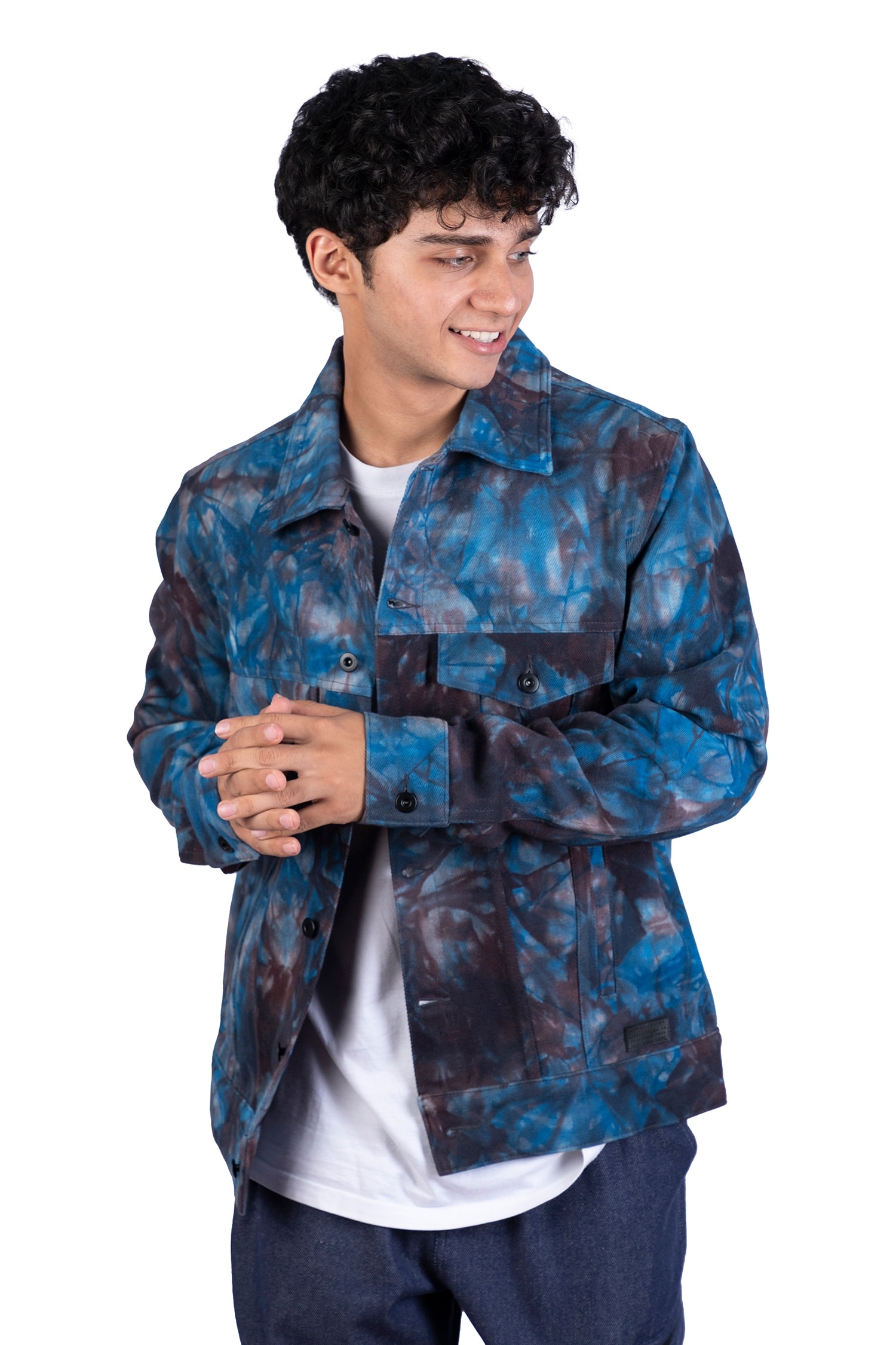 Calvin Klein EST 1978 tie dye denim trucker jacket in dark blue - ShopStyle