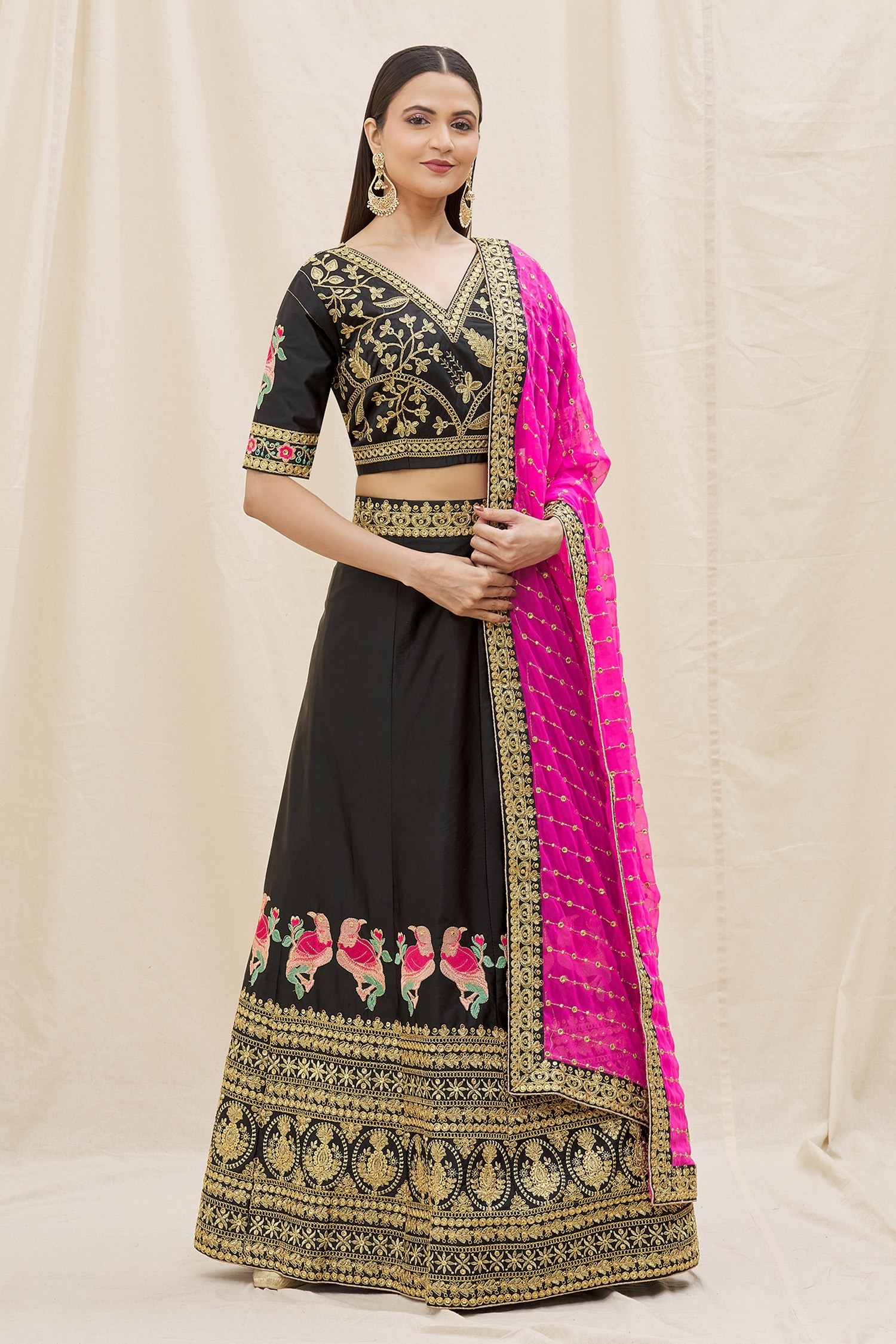 Black & Magenta Wedding Lehenga Choli at best price in Surat