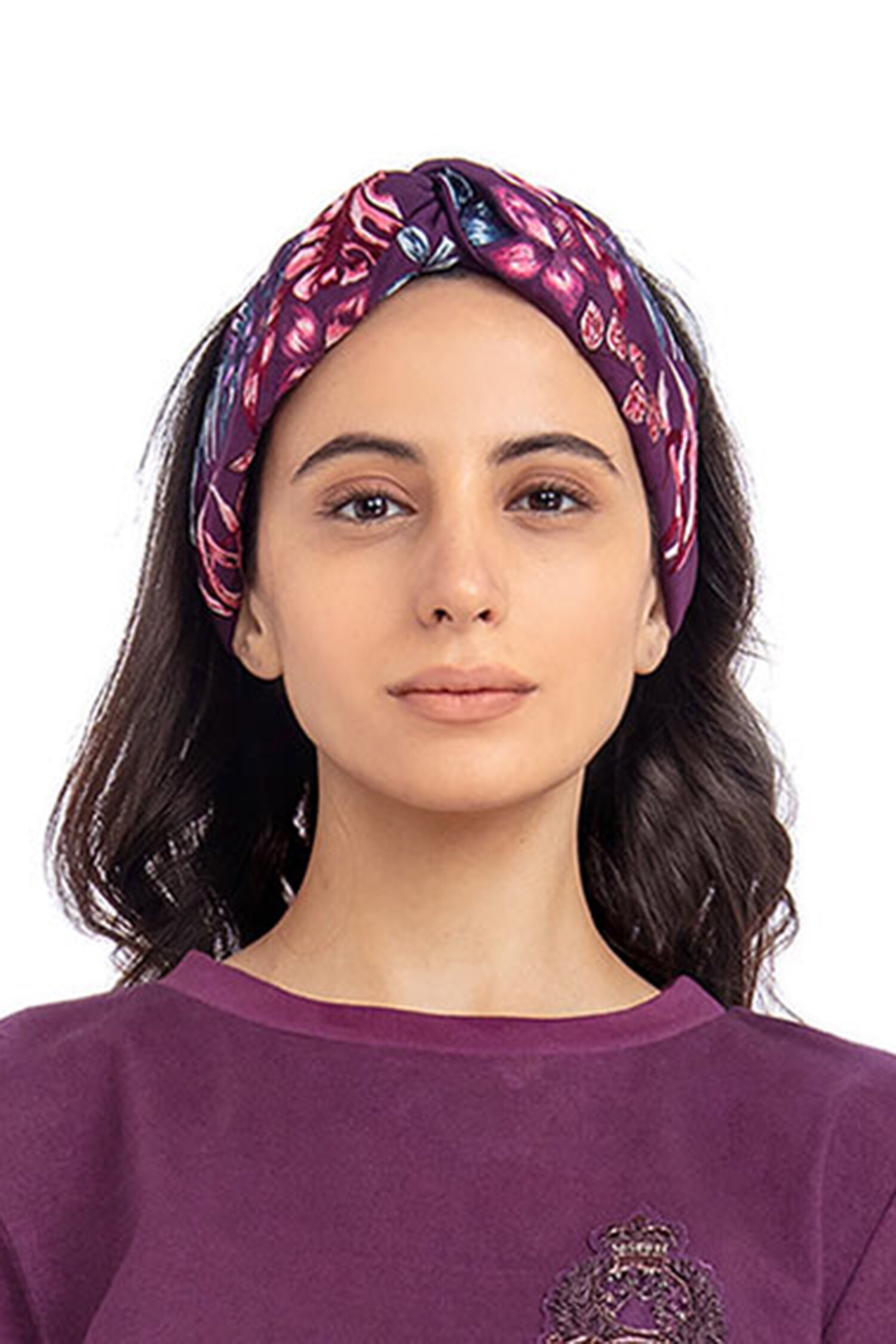 Buy Purple Embroidered Knotted Headband by Gaya Online at Aza Fashions.