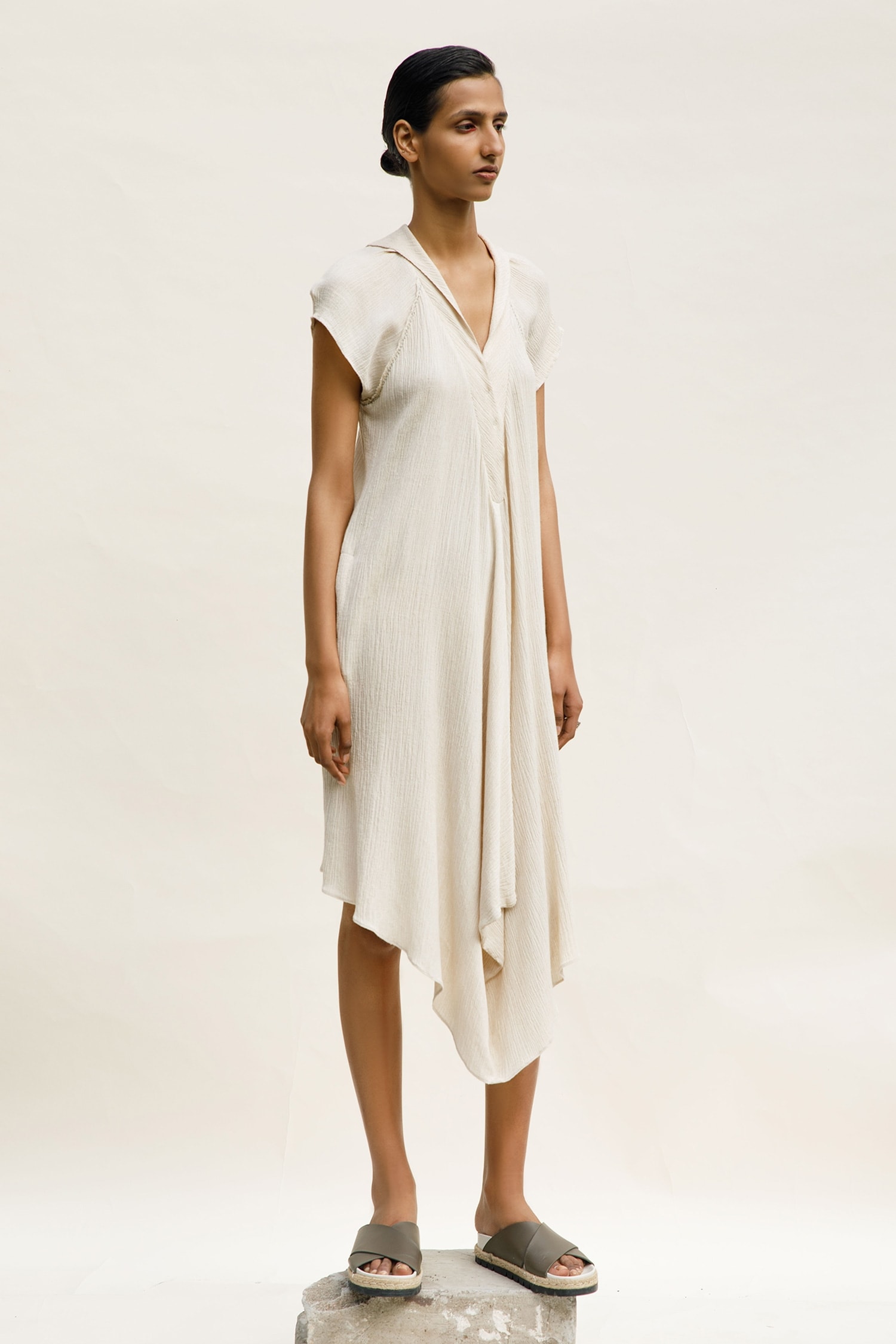 Urvashi Kaur Off White Genesis Textured Cotton Dress