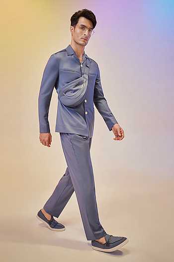 Prince Blue Indo western Kela Brocade  Pant