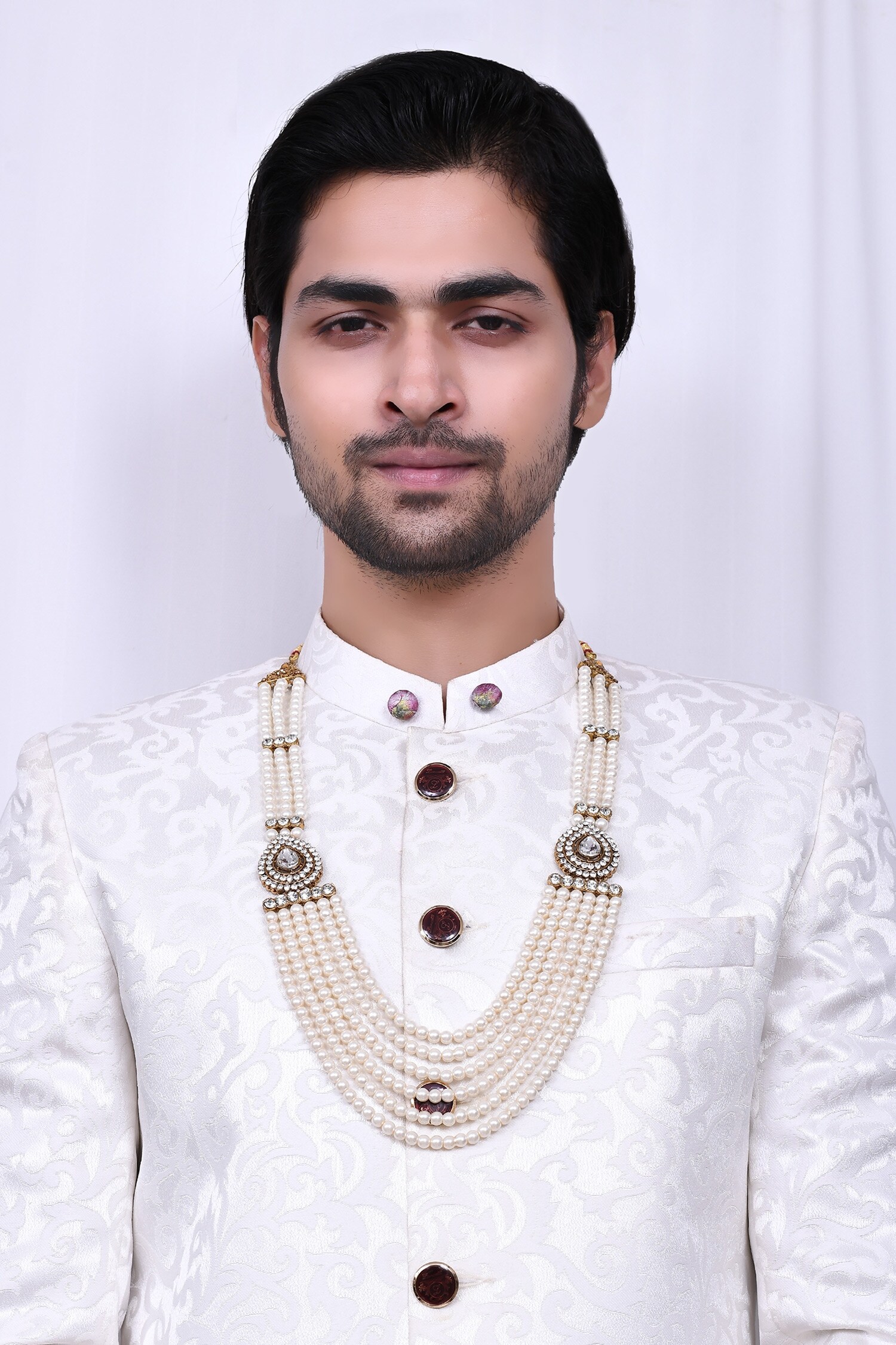 Buy Nazaakat by Samara Singh Cream Stone Embellished Multilayered Mala Online Aza Fashions