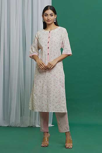 Pink Rose Pure Khadi Cotton Pant Straight main image 1