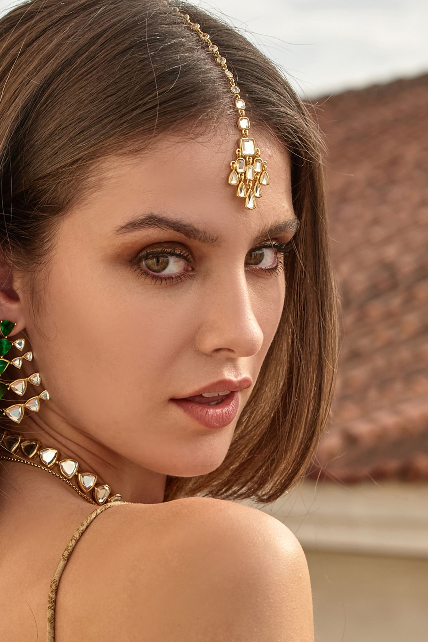 Buy Gold Plated Cubic Zirconia Jugni Cz And Mirror Maangtikka by