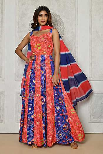 Panel cut Anarkali with dupatta MHK329