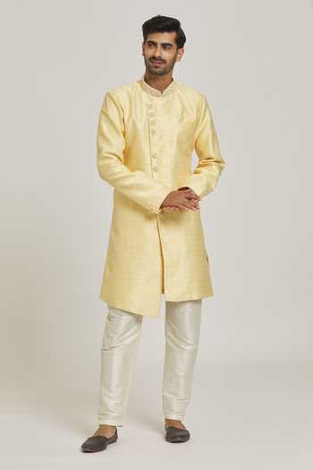 Floral Pattern Overlap Sherwani Set 