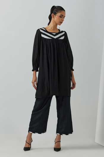 Semi Stitched Chanderi Ajrakh Short Tunic main image 1