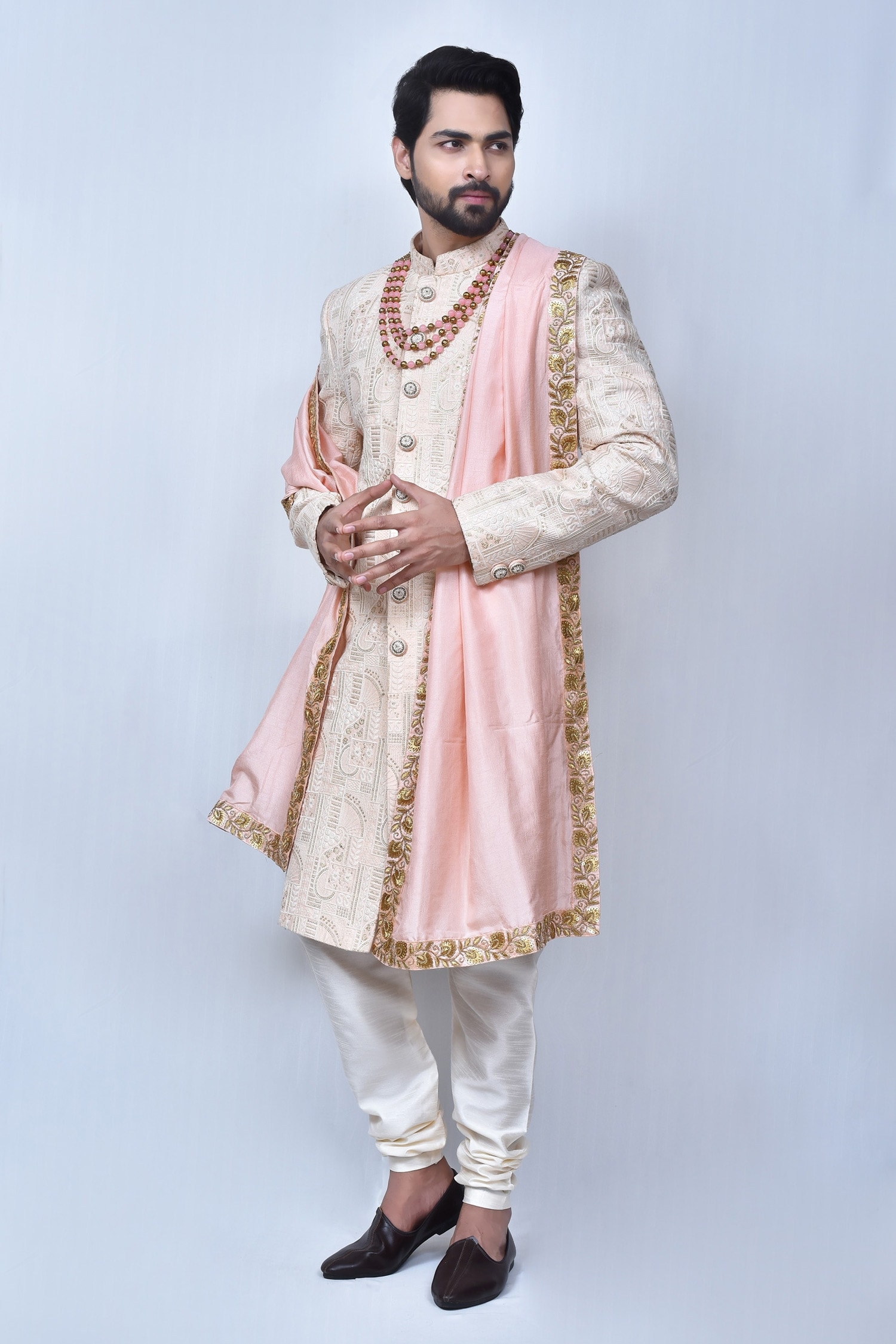 Floral & Paisley Embroidered Sherwani Set 
