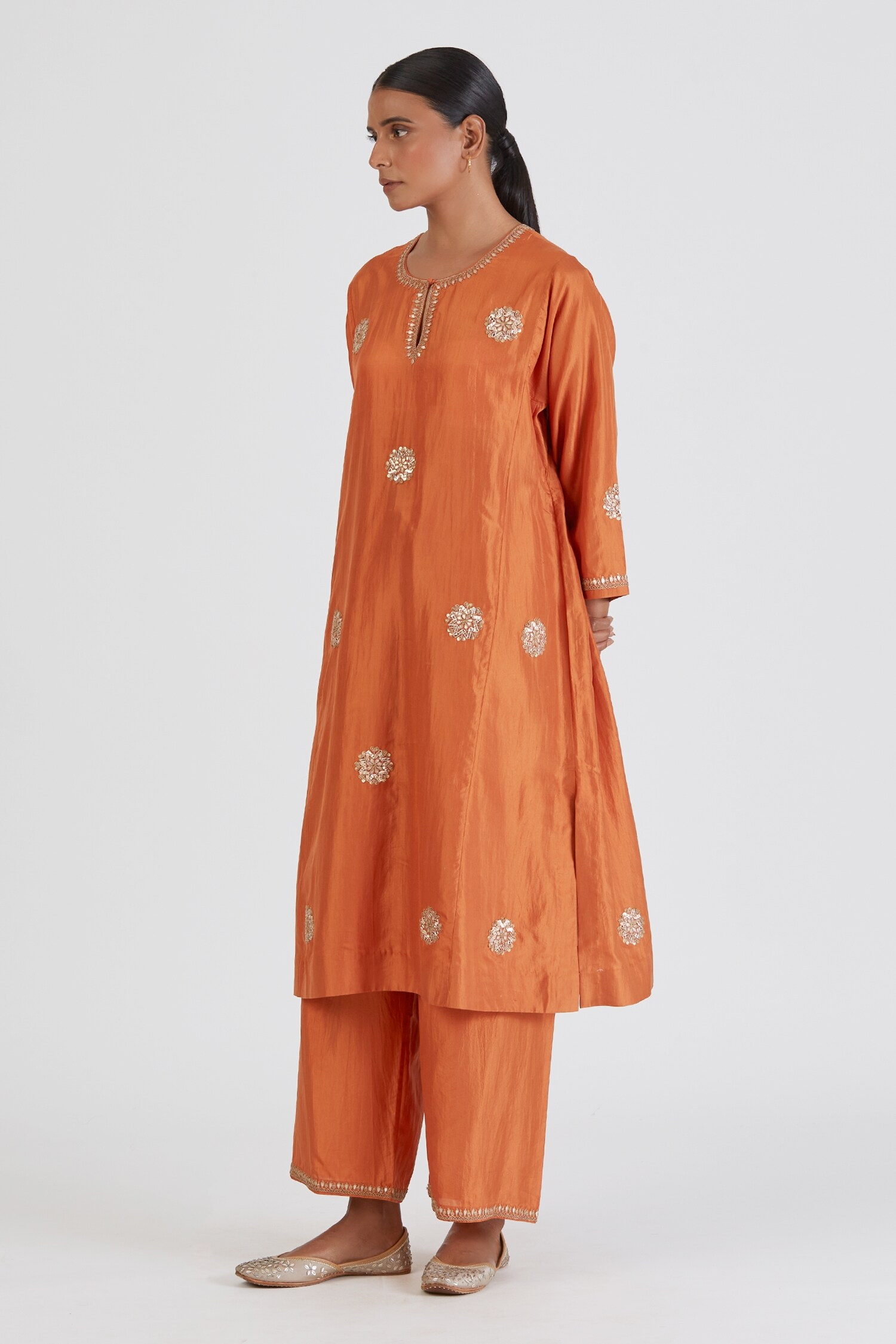 Buy Lajjoo C Orange Silk Anusha Kurta And Pant Set Online Aza Fashions