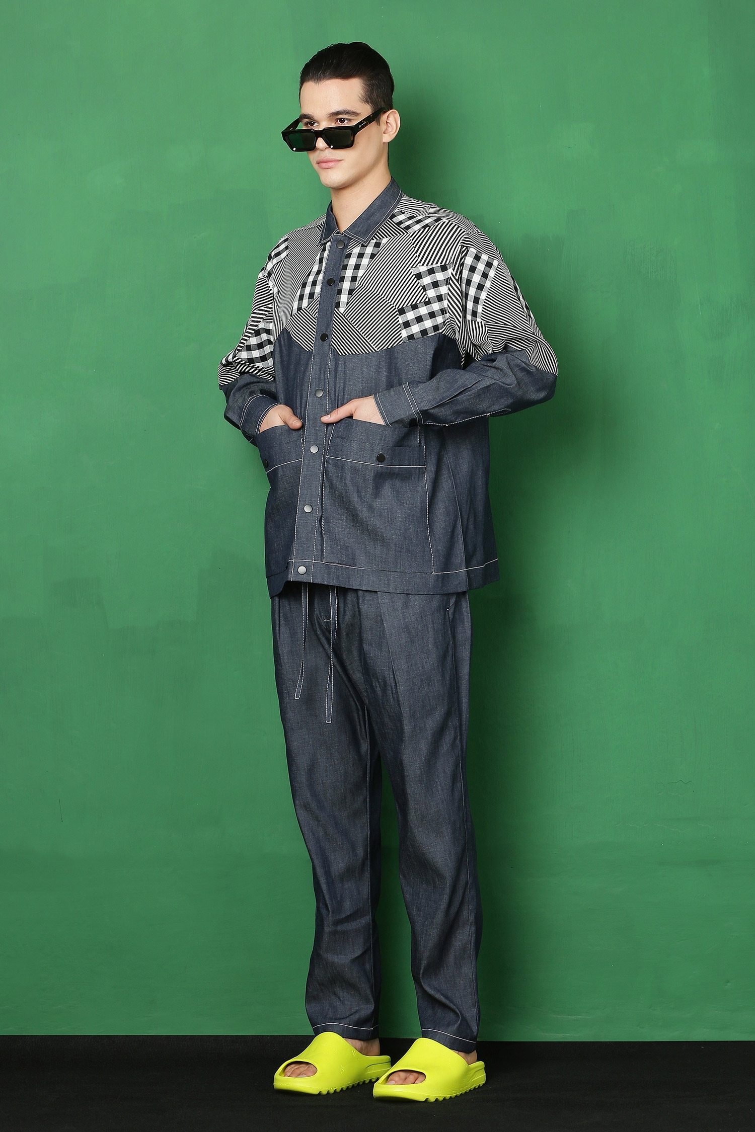 buy-i-am-trouble-by-kc-blue-geometric-patch-denim-jacket-and-pant-set