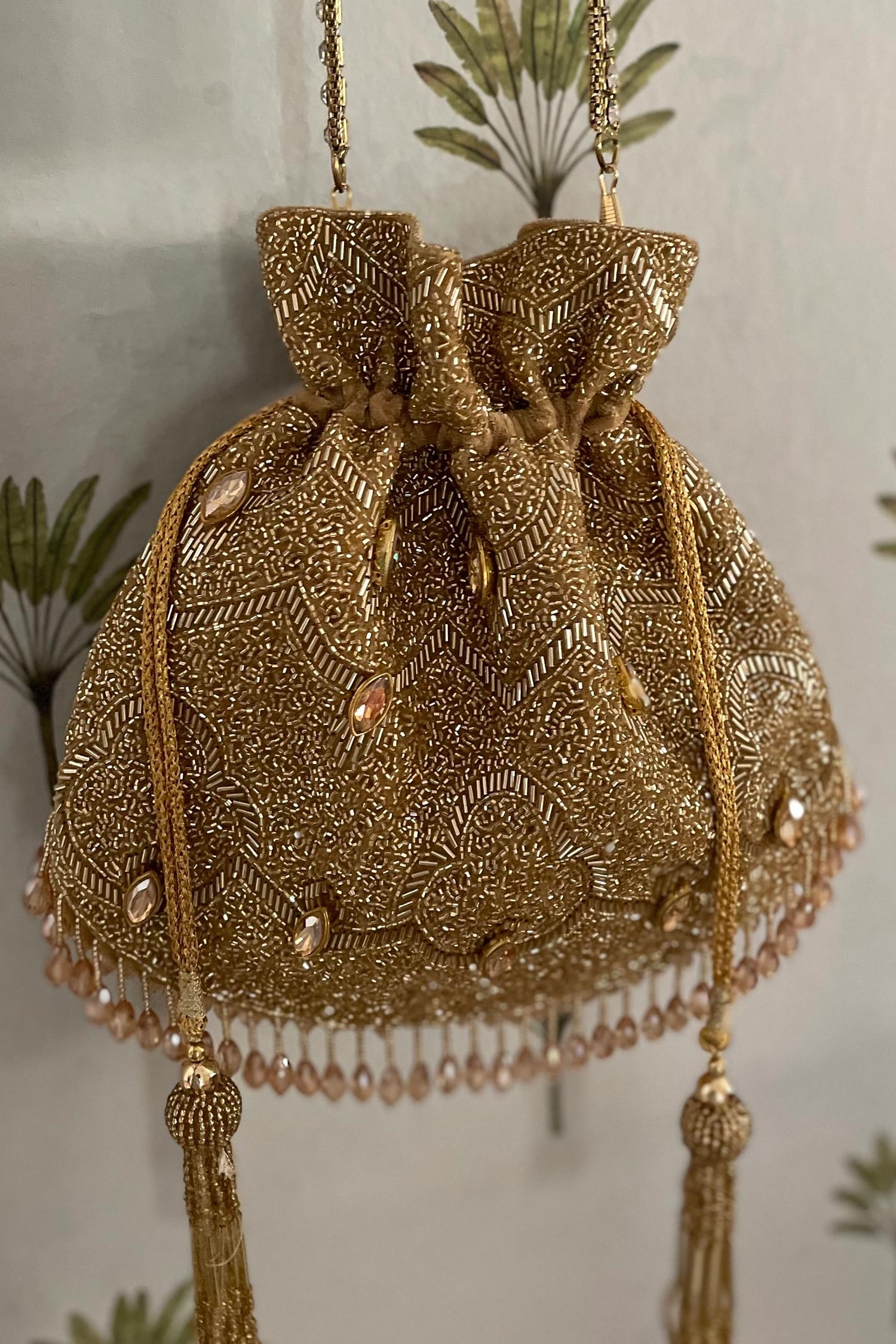 Buy Bhavna Kumar Cutdana Embroidered Potli Bag Online | Aza Fashions