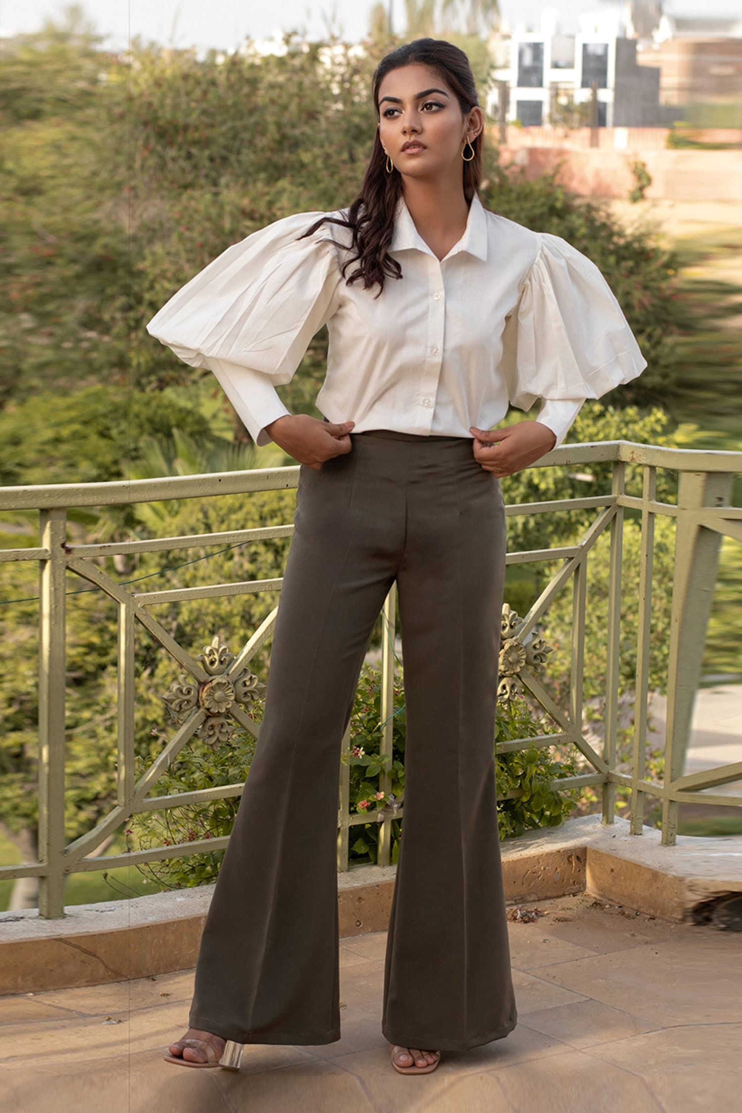 Buy White Cotton Spread Collar Shirt For Women by B'Infinite Online at